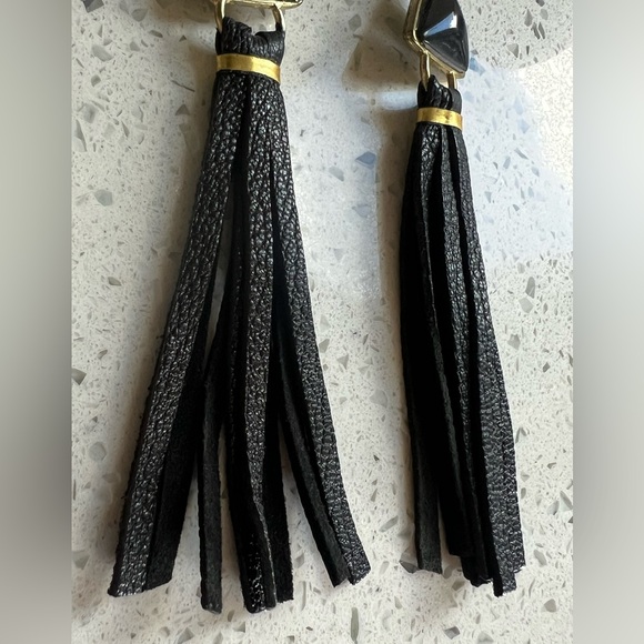 Black Triangle 🔺 Tassel Earrings - Picture 6 of 6
